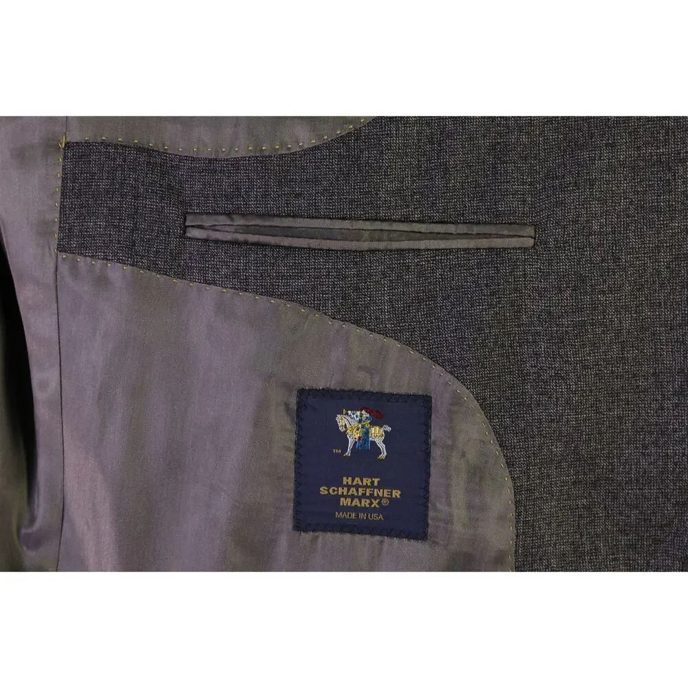 Hart Schaffner Marx Very Recent Gray Tic Woven 2-Btn Wool Suit 44L